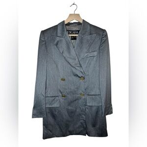 Vintage Escada Double Breasted Wool University Blazer Size 34 Grey